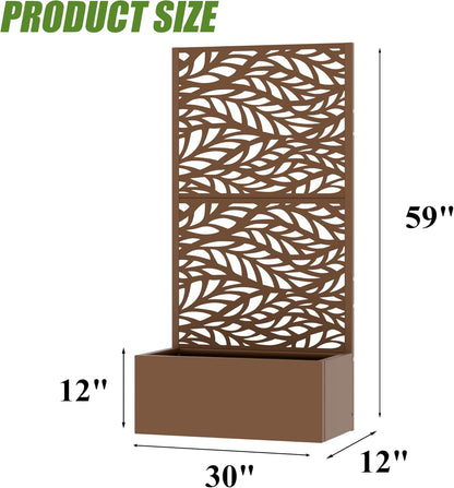 Casaphoria Metal Raised Garden Bed with Trellis and Wheels, 72"x47"x16" Planter Box for Climbing Plants, Vegetables & Vines, Features Drainage Holes and Privacy Screen (Black-Louver) - Colors C