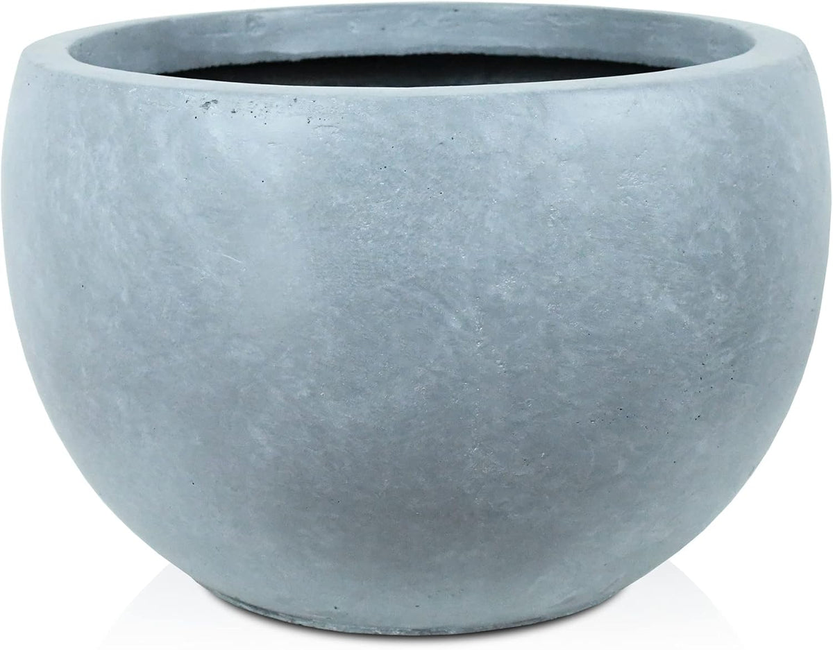 Large Round Bowl Vintage BRN Concrete Planter 19.9" Dia, Outdoor