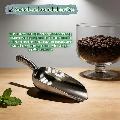 2-Pack Heavy Duty Ice Scoop, 12oz Commercial Grade Cast Aluminum Kitchen Scoop with Ergonomic S-Handle, Rust-Proof Scooper for Ice, Candy, Popcorn, Coffee Beans, Flour, Pet Food & Dry Goods