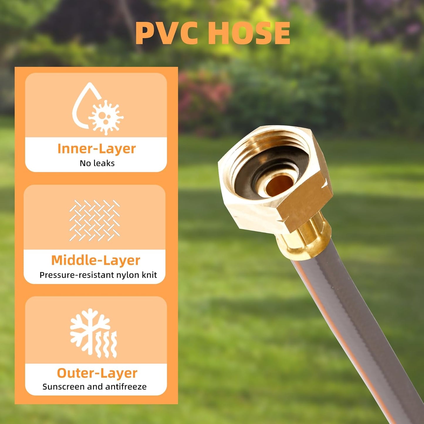 Retractable Garden Hose Reel, 1/2 inch x 100 ft Water Hose Reel Wall Mounted, Any Length Lock, Slow Auto-Rewind, 180°Swivel Bracket & 10 Pattern Nozzle
