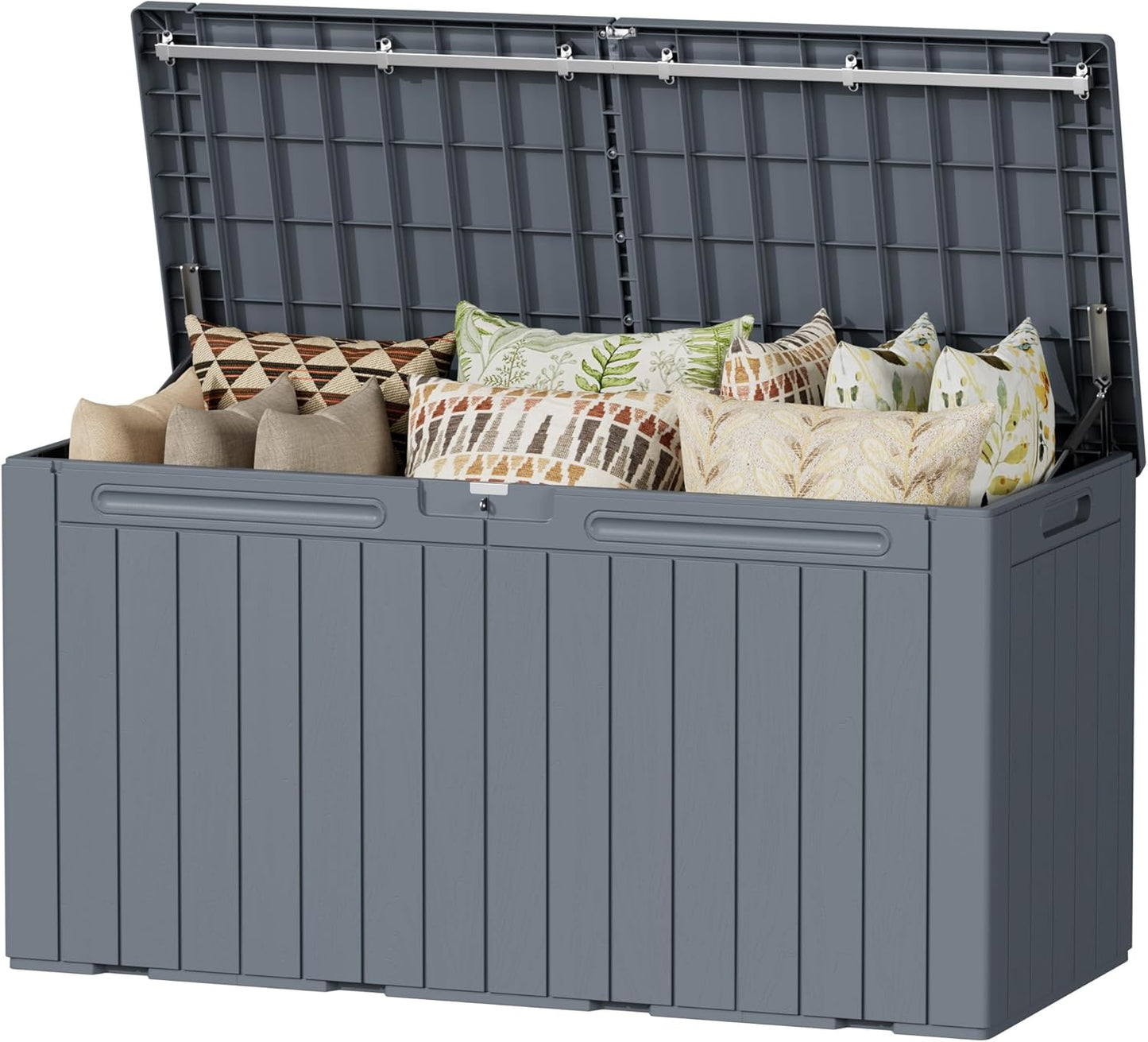 Devoko 100 Gallon Waterproof Large Resin Deck Box Indoor Outdoor Lockable Storage Container for Patio Furniture Cushions Garden Tools (100 Gallon, Black)
