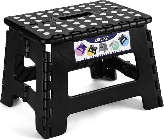 Folding Step Stool 13 Inch,300 Lbs Step Stool for Adults Black
