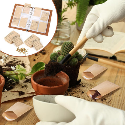 Garden Seed Storage Organizer Binder - 150 Resealable Seed Envelopes Brown Shell with 40 Sheet Protectors for Efficient Seed Packet Organization - Brown