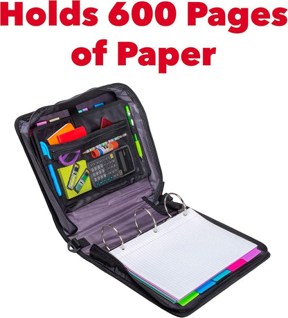 School Zipper Binder | 3-Inch O-Rings | 600-Sheet | D-146 Key Lime