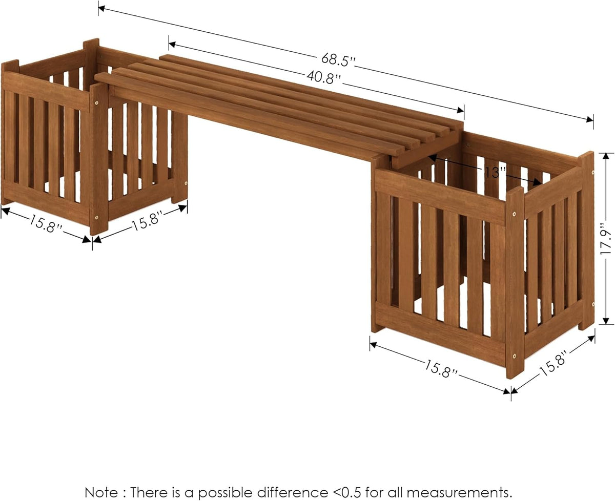 Furinno FG17478 Tioman Outdoor Patio Furniture Hardwood Potting Bench, Natural