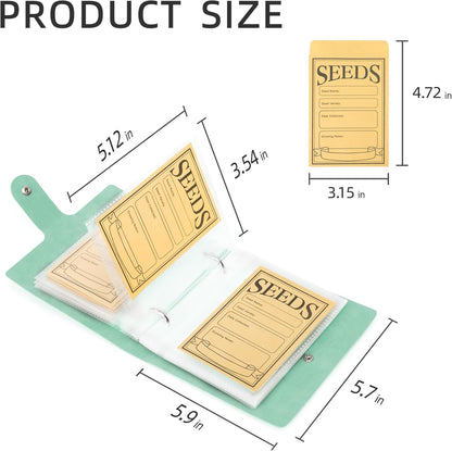 Seed Packet Organizer Binder, Garden Planner Packet with 25 Pack Clear Pocket Sleeves(Slot 3.9" x 5.5") 50Pcs Seed Storage Envelopes, Fit for Standard Seed Packets