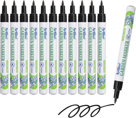 Artline Garden Markers, 0.8 mm Writing Width, Black, 12 Pack (EK-780)