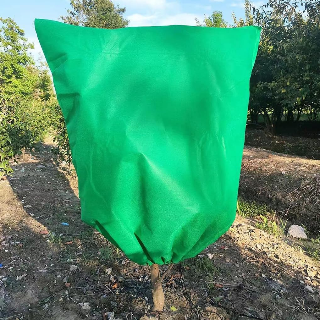 Plant Covers Winter Freeze Protection 1 Pack 78.74'' X 94.49'' Reusable Frost Blanket Tree Wrap Cloth with Drawstring and Zipper for Outdoor Cold Weather - Green