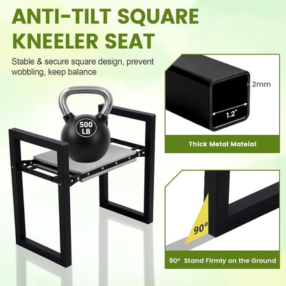 Garden Kneeler and Seat Heavy Duty 500lbs, Anti-Tip Gardening Stools with 10.5” Widen Kneeling Pad for Seniors Gardeners, 2 in 1 Garden Bench for Kneeling and Sitting