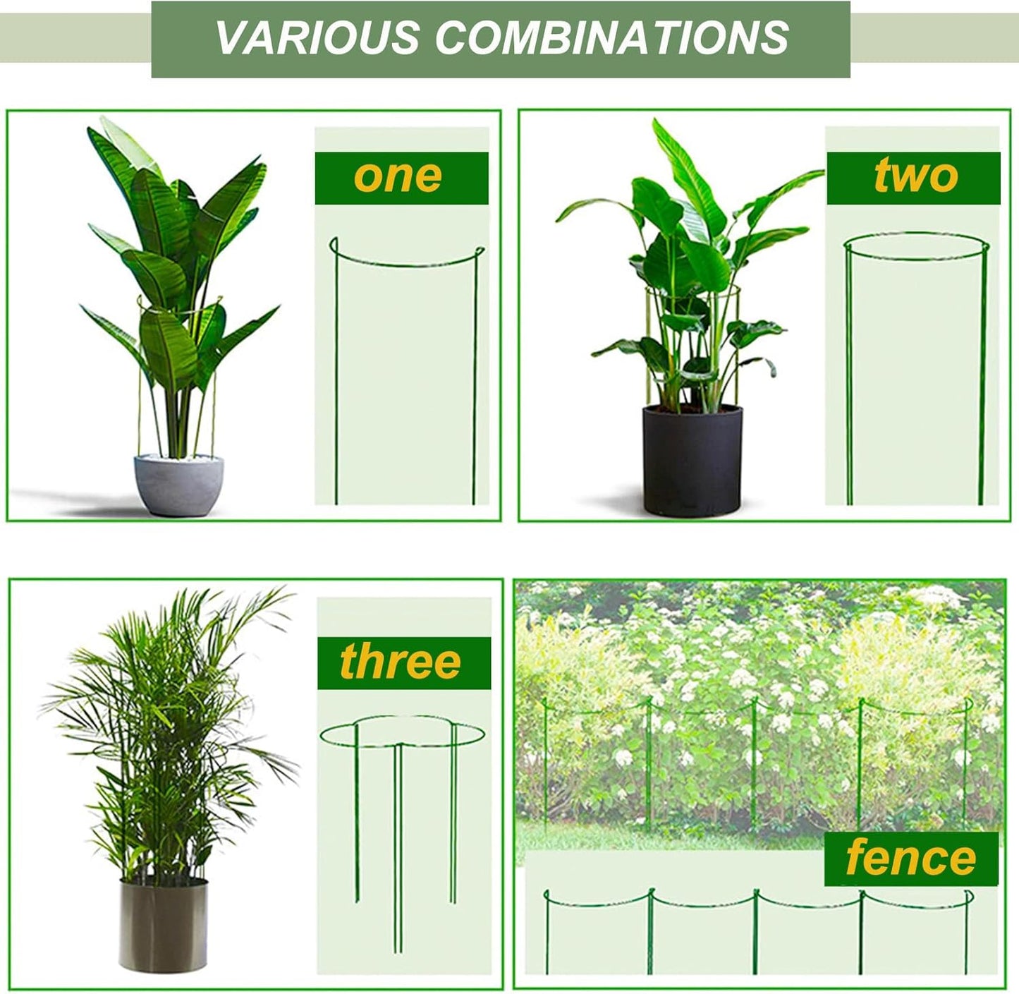 12 Pack Plant Support Stake Peony Cages, 16 Inch Peony Supports for Outdoor Plants, with 15 Pcs Plant Labels, 20 Pcs Plant Clips, 7ft Plant Ties