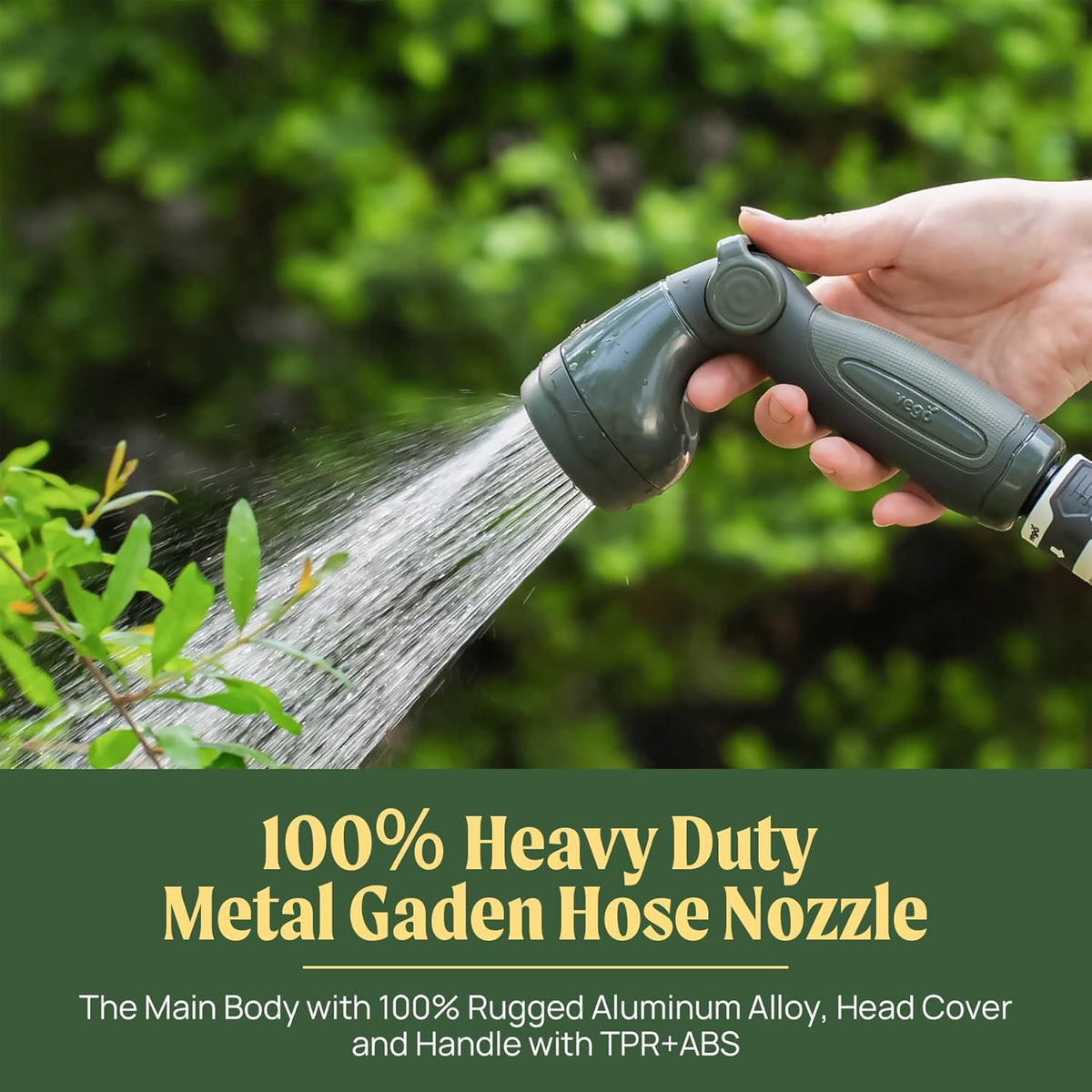 Vego Garden Hose Reel Retractable Hi-Flow Wall Mounted Hose Reel Automatic Rewind, Any Length Lock with 9 Patterns Sprayer Nozzle, Quick Connector and Adjustable shot Nozzle (Seaweed Green, 100ft)