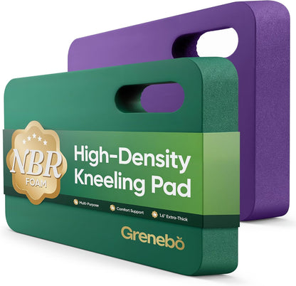 Grenebo 2-Pack 1.6" Extra Thick NBR Foam Garden Kneeling Pads, Ultra Soft Cushion Kneeling Pads for Gardening, Gardening Kneeling Pad for Baby Bathing, Work, Exercise, 17.3×11×1.6 in, Green