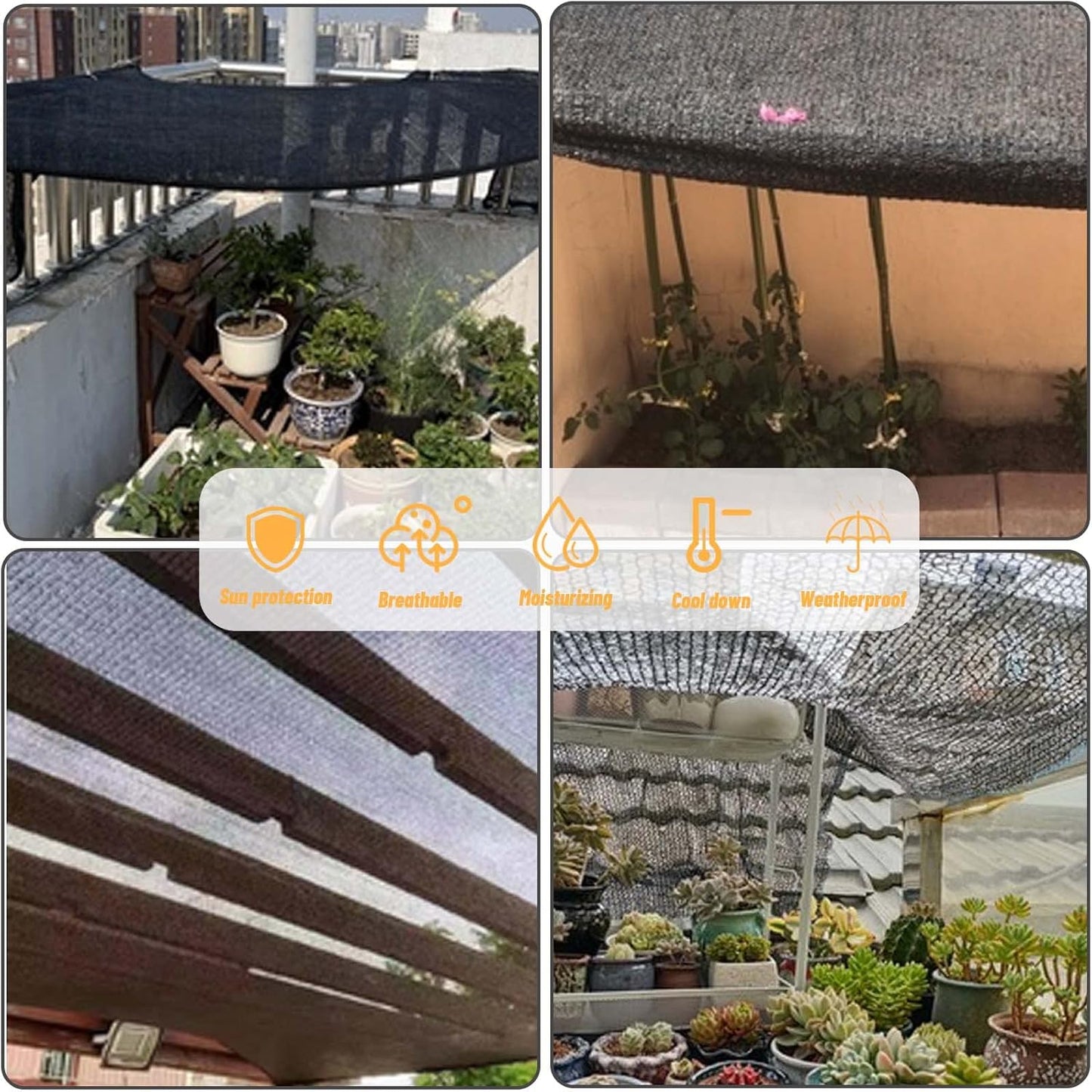 Cool Area 55% 6.5x10ft Sunblock Shade Cloth Cover Mesh UV Resistant Net for Garden Flower Plant Greenhouse, Black