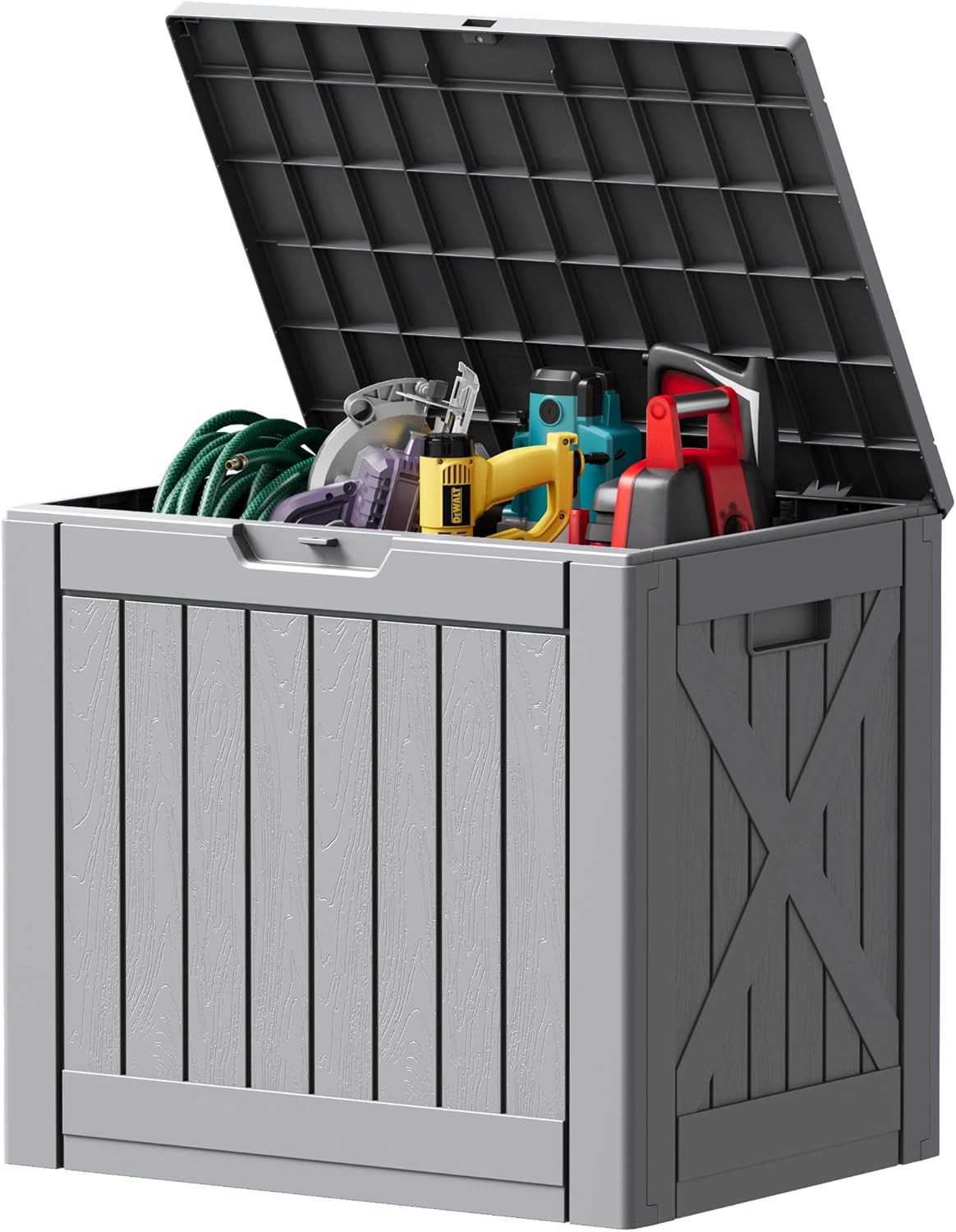30 Gallon Resin Deck Box Waterproof Outdoor Storage Box for Patio Furniture Pool Accessories Indoor Storage for Cushion Garden Tools (30 Gallon, Black)