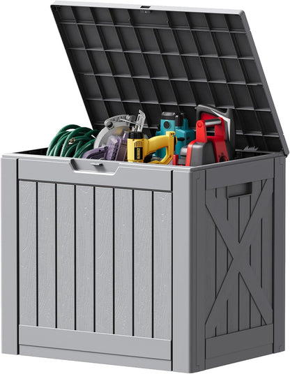30 Gallon Resin Deck Box Waterproof Outdoor Storage Box for Patio Furniture Pool Accessories Indoor Storage for Cushion Garden Tools (30 Gallon, Black)