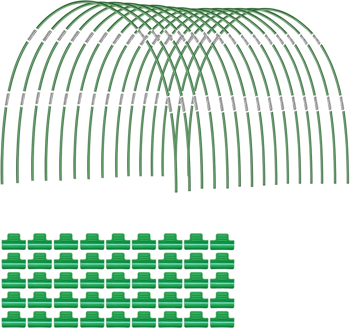 Breeze Touch 25PCS Garden Hoops for Raised Beds, PVC-Coated Greenhouse Hoops for Row Cover & Frost Protection, Rust-Free Garden Tunnel Hoops Kit with Clips, Plant Support for 3.5ft - 4ft Wide Beds