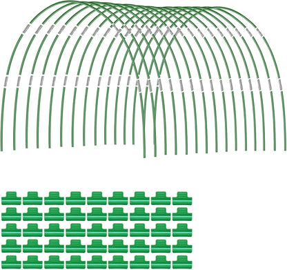 Breeze Touch 25PCS Garden Hoops for Raised Beds, PVC-Coated Greenhouse Hoops for Row Cover & Frost Protection, Rust-Free Garden Tunnel Hoops Kit with Clips, Plant Support for 3.5ft - 4ft Wide Beds