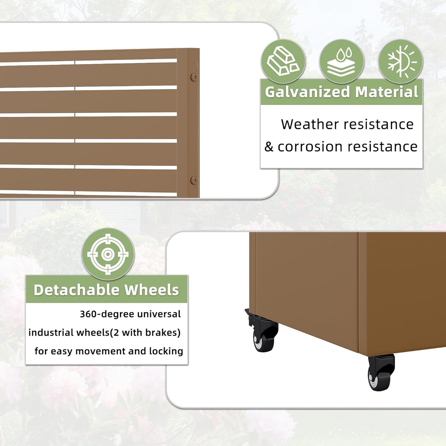Casaphoria Metal Raised Garden Bed with Trellis and Wheels, 72"x47"x16" Planter Box for Climbing Plants, Vegetables & Vines, Features Drainage Holes and Privacy Screen (Black-Louver) - Colors C