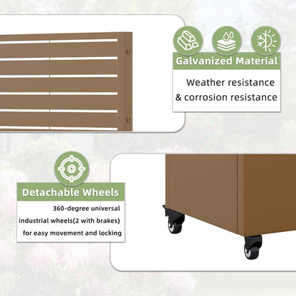 Casaphoria Metal Raised Garden Bed with Trellis and Wheels, 72"x47"x16" Planter Box for Climbing Plants, Vegetables & Vines, Features Drainage Holes and Privacy Screen (Black-Louver) - Colors C