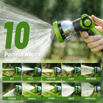 Retractable Garden Hose Reel, 1/2 inch x 50ft Wall Mounted Heavy Duty Hose Reel with Auto Rewind System, 180° Swivel Bracket, Any Length Lock, 10-Pattern Garden Hose Nozzle