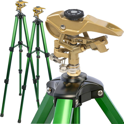 2 Pack Impact Sprinkler on Tripod, Rotating Water Sprinklers for Yard Lawn and Garden, Heavy Duty 360 Degree Irrigation Sprinkler with Zinc Head and 3/4" Connector for Outdoor