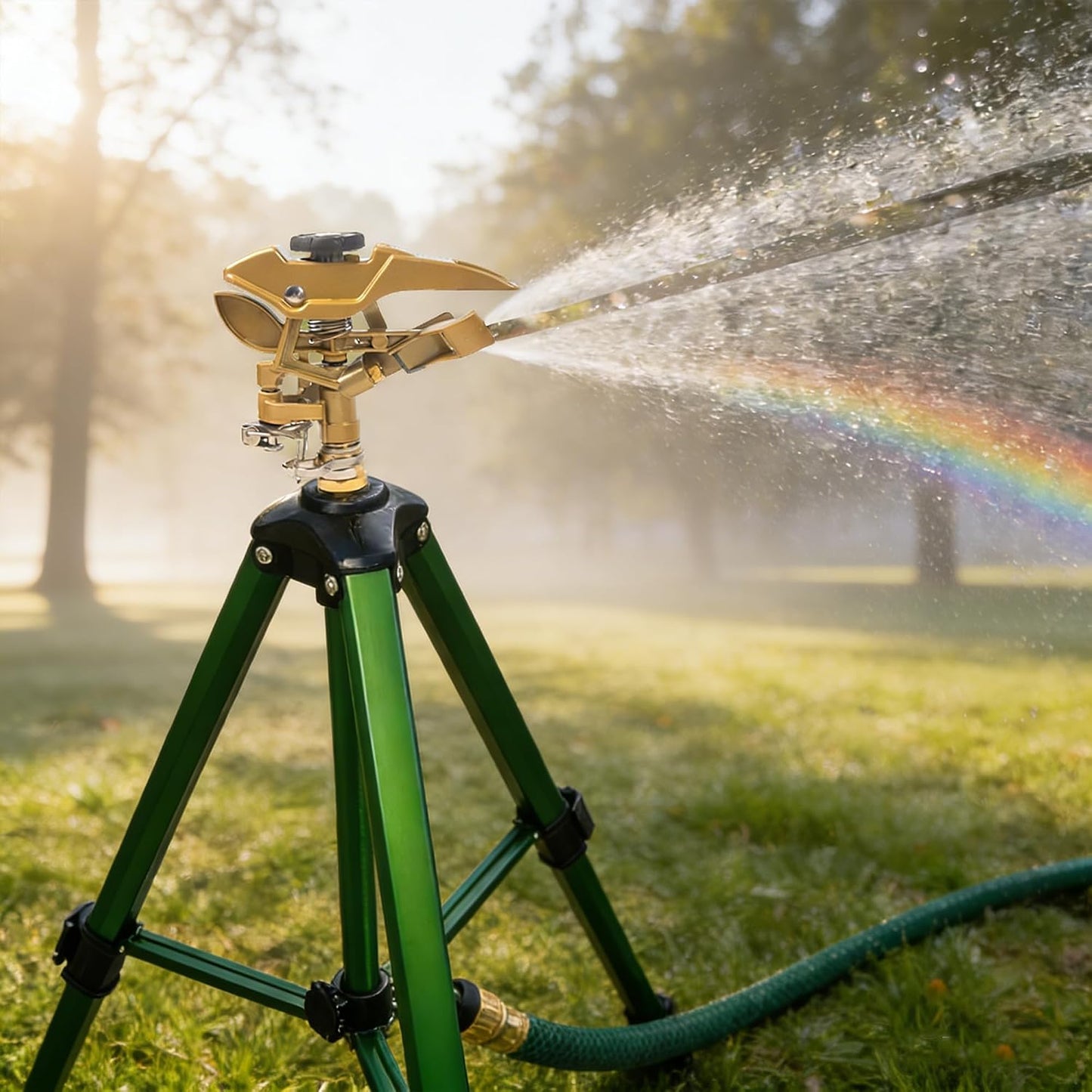 2 Pack Impact Sprinkler on Tripod, Rotating Water Sprinklers for Yard Lawn and Garden, Heavy Duty 360 Degree Irrigation Sprinkler with Zinc Head and 3/4" Connector for Outdoor
