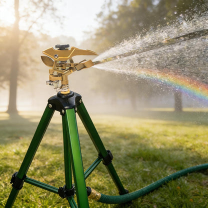 2 Pack Impact Sprinkler on Tripod, Rotating Water Sprinklers for Yard Lawn and Garden, Heavy Duty 360 Degree Irrigation Sprinkler with Zinc Head and 3/4" Connector for Outdoor