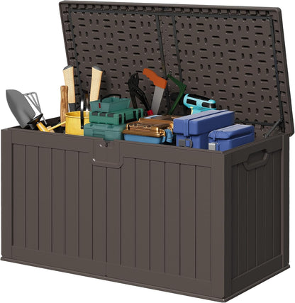 30 Gallon Resin Deck Box Waterproof Outdoor Storage Box for Patio Furniture Pool Accessories Indoor Storage for Cushion Garden Tools (30 Gallon, Black)