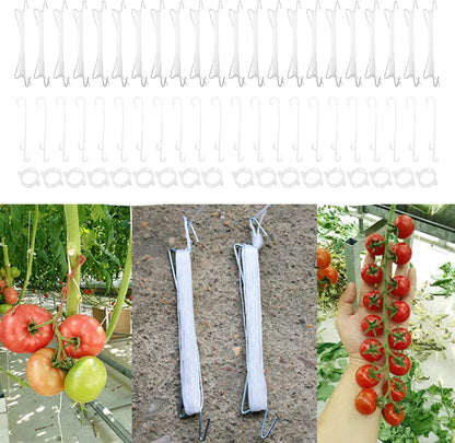 Saihisday Plant Climbing Hooks Tomato Support J Hook Reusable Tomato Twine String Cucumber Trellis Clips Plant Support Clips