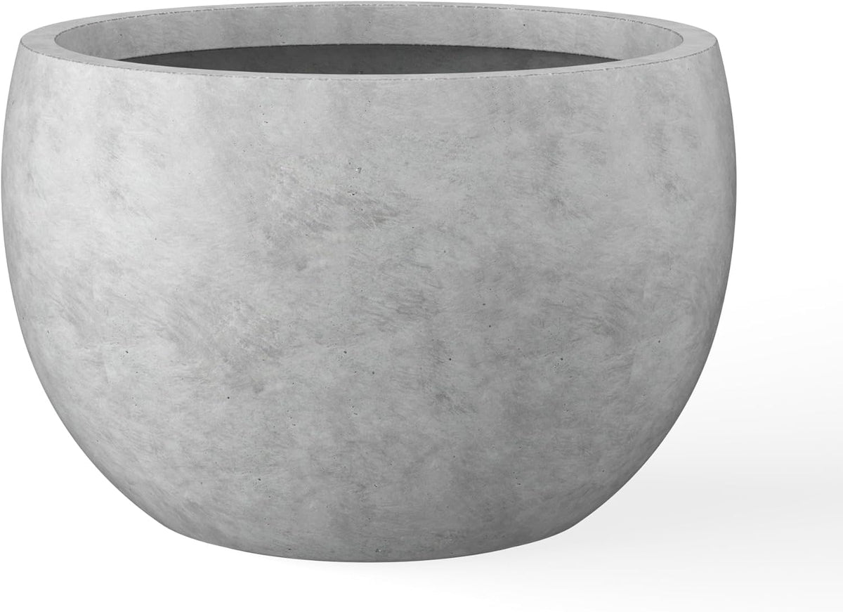 Large Round Bowl Vintage BRN Concrete Planter 19.9" Dia, Outdoor
