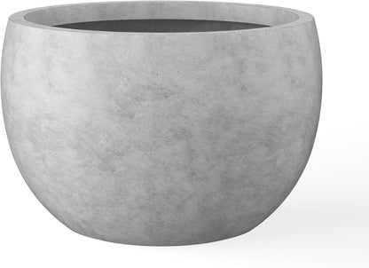 Large Round Bowl Vintage BRN Concrete Planter 19.9" Dia, Outdoor