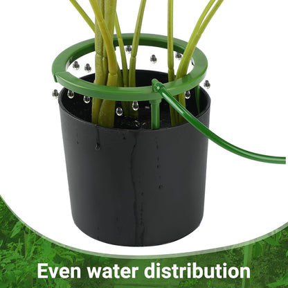 Tujoe 4 Set Water Ring 3 Leg Support Drip Emitter Drip Ring with 1/8 Inch Barbed Inlet Fitting Removable Stakes for Grow Media Irrigation System Rain Watering Tree Plants, Green (5 Inch)