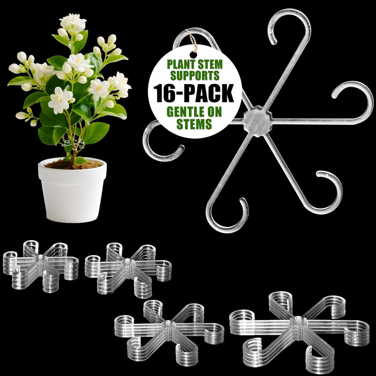 8 Pack Upgraded Plant Stem Support, Clear Plant Support for Indoor Plants, Monstera Plant Support, Reusable Plant Stabilizer, 4 Sizes Included Plant Accessories