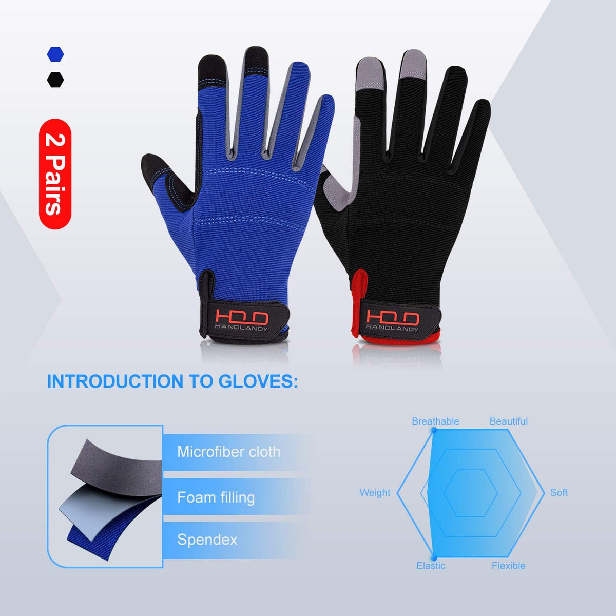Work Gloves for Men & Women, Utility Mechanic Working Gloves Touch Screen, Flexible Gardening Gloves for Yard