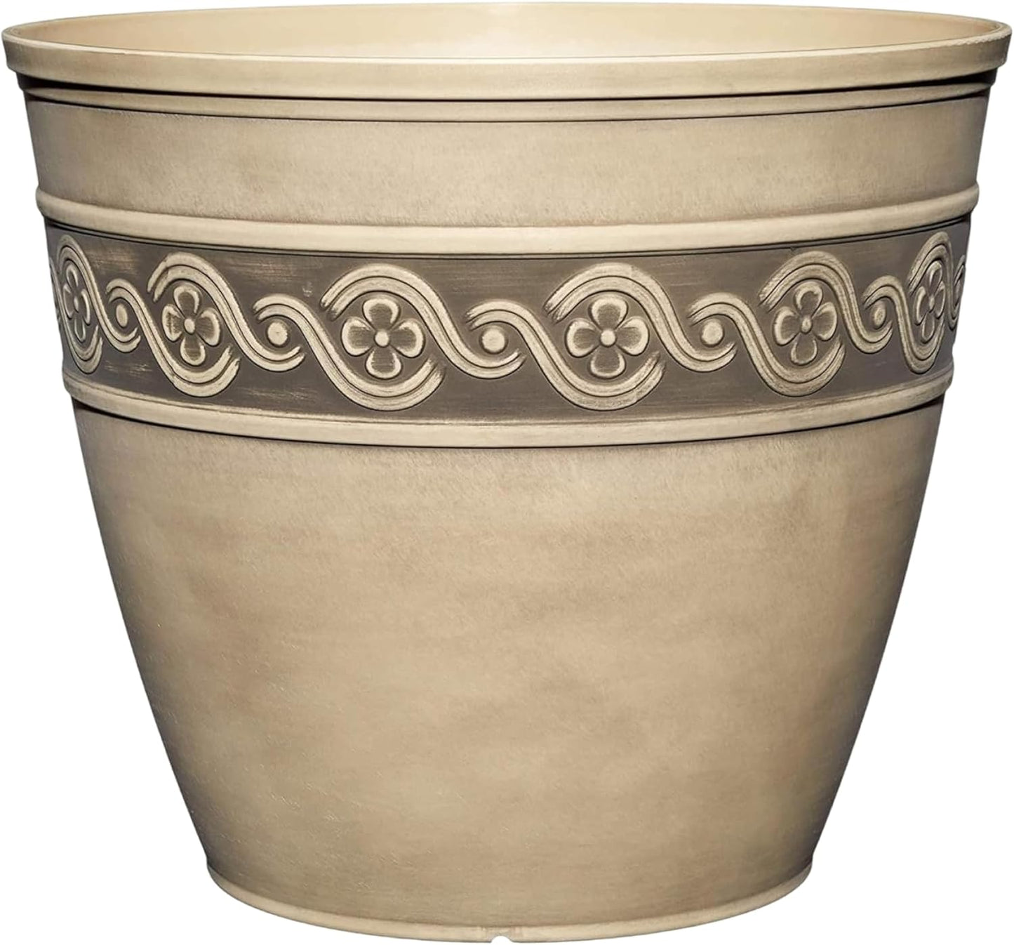 Classic Home and Garden Corinthian Resin Planter Pot - Outdoor & Indoor Plant Pot - Round Planter for Plants & Flowers (10" Storm Gray, Pack of 1)