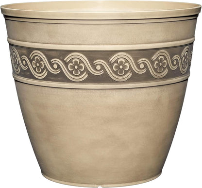 Classic Home and Garden Corinthian Resin Planter Pot - Outdoor & Indoor Plant Pot - Round Planter for Plants & Flowers (10" Storm Gray, Pack of 1)