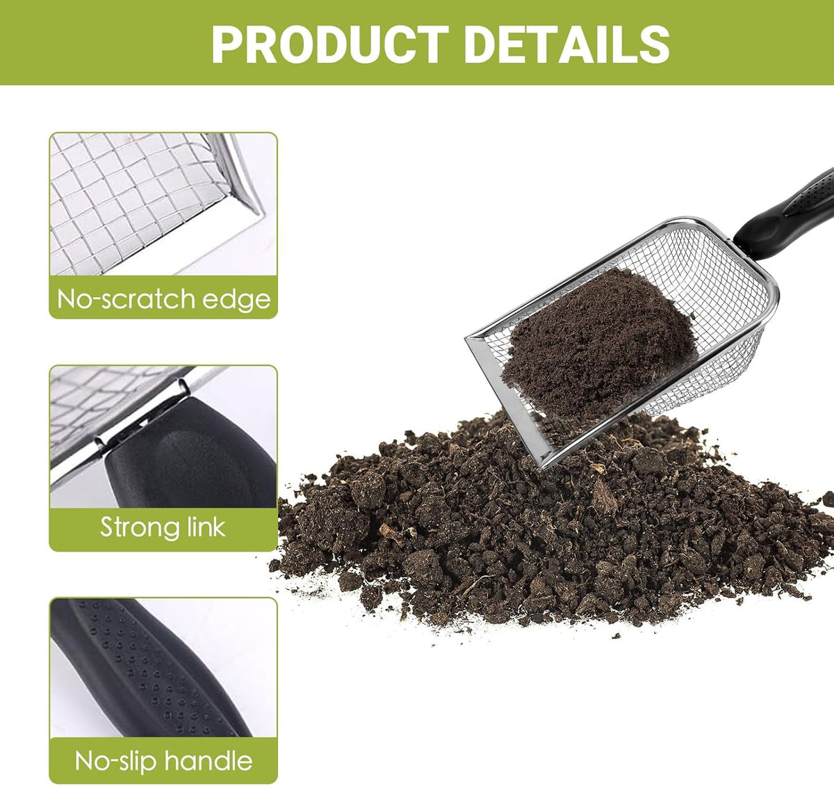 2 Pcs Gardening Soil Sifter, Handheld Shovel, Shape Garden Sieve Sifter with Handle (3.8mm and 5mm Mesh), Portable Gardening Sifter for Gradening Sand Soil Dirt Compost (2 Set)