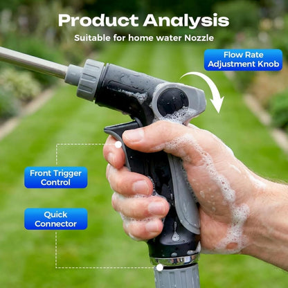 Pressure Washer Wand, High Pressure Hose Nozzle 3 Spray Patterns, 360° Rotating Heavy Duty Cleaning Gun for Garden Hose, Outdoor Cleaning for Car, Patio, Siding (Gun+Connector Pot + 3 connectors)