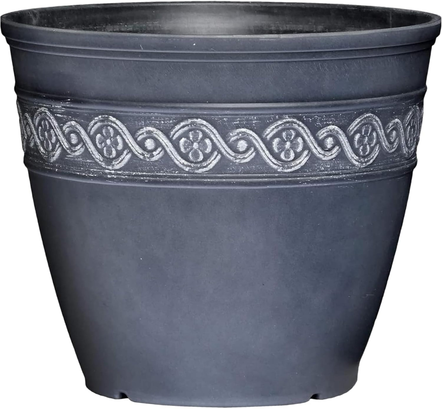 Classic Home and Garden Corinthian Resin Planter Pot - Outdoor & Indoor Plant Pot - Round Planter for Plants & Flowers (10" Storm Gray, Pack of 1)