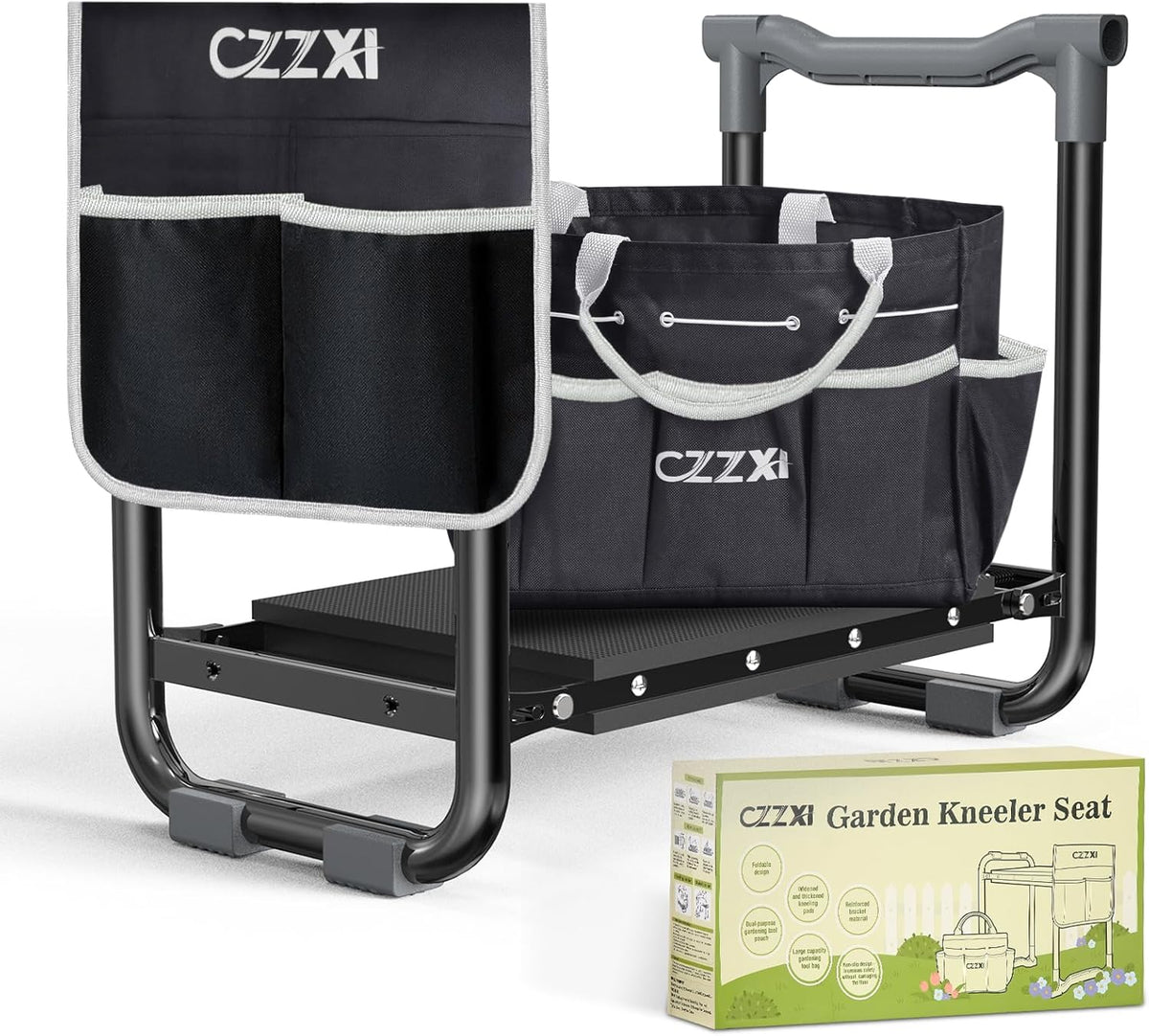 CZZXI Garden Kneeler and Seat, Wider and Thicker Kneeling Pad Heavy Duty Gardening Stool with Gardening Tool Pouch and Bag, Garden Bench/Chair Gifts for Women, Seniors
