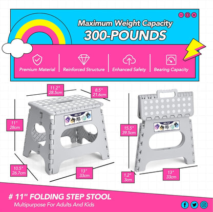 Folding Step Stool 13 Inch,300 Lbs Step Stool for Adults Black