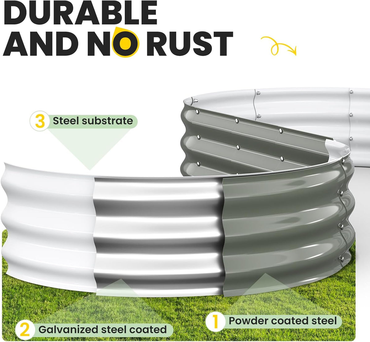 Pattiumo Galvanized Raised Garden Bed 4×4×1 FT, Round Metal Raised Garden Bed Outdoor Planter Box with Open Bottom, Rust-Resistant Steel Garden Bed for Vegetables Herbs Flowers, Easy Assembly