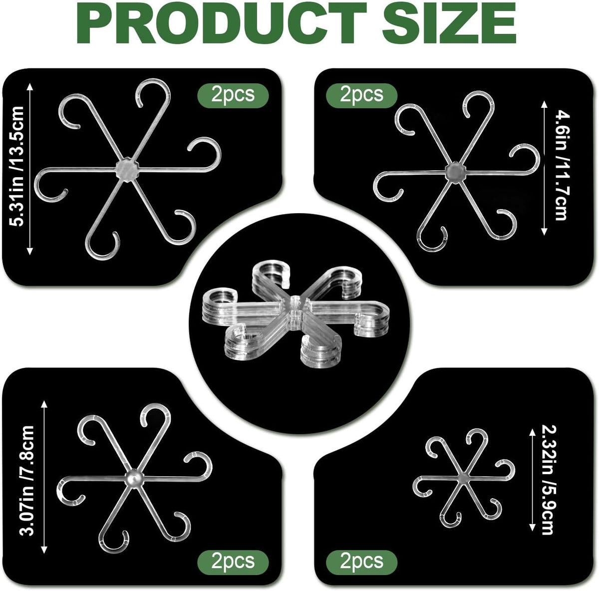 8 Pack Upgraded Plant Stem Support, Clear Plant Support for Indoor Plants, Monstera Plant Support, Reusable Plant Stabilizer, 4 Sizes Included Plant Accessories