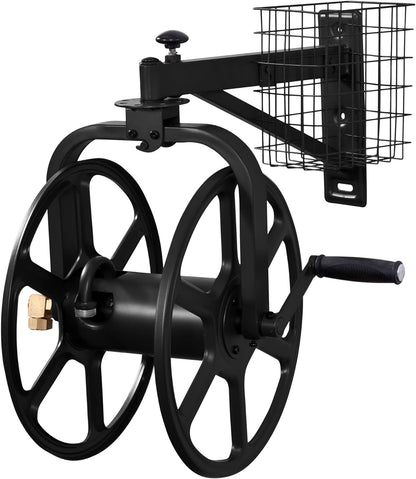 Liberty Garden 712-B Single Arm Navigator Multi-Directional Garden Hose Reel, Holds 125-Feet of, 5/8-Inch, Black