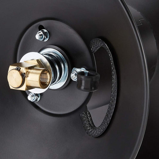 Amazon Basics Retractable Air Hose Reel - Fits 3/8-Inch 50-Feet Air Compressor Hoses, Portable, Works Well, 300PSI, Black, Hoses Excluded, Not for Water/Pressure Washers