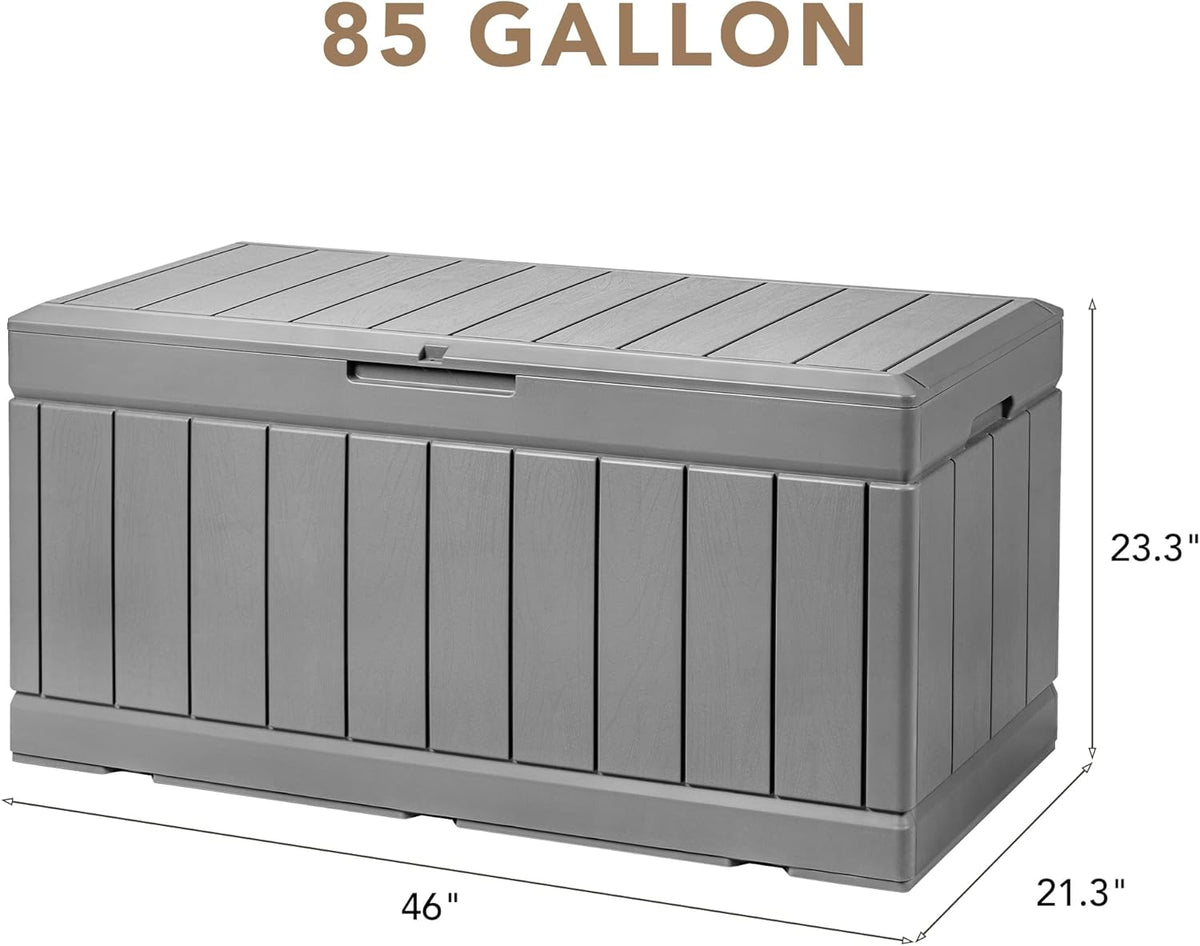 Devoko 100 Gallon Waterproof Large Resin Deck Box Indoor Outdoor Lockable Storage Container for Patio Furniture Cushions Garden Tools (100 Gallon, Black)