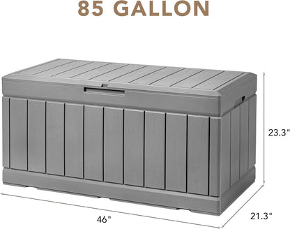 Devoko 100 Gallon Waterproof Large Resin Deck Box Indoor Outdoor Lockable Storage Container for Patio Furniture Cushions Garden Tools (100 Gallon, Black)