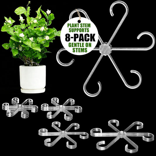 8 Pack Upgraded Plant Stem Support, Clear Plant Support for Indoor Plants, Monstera Plant Support, Reusable Plant Stabilizer, 4 Sizes Included Plant Accessories