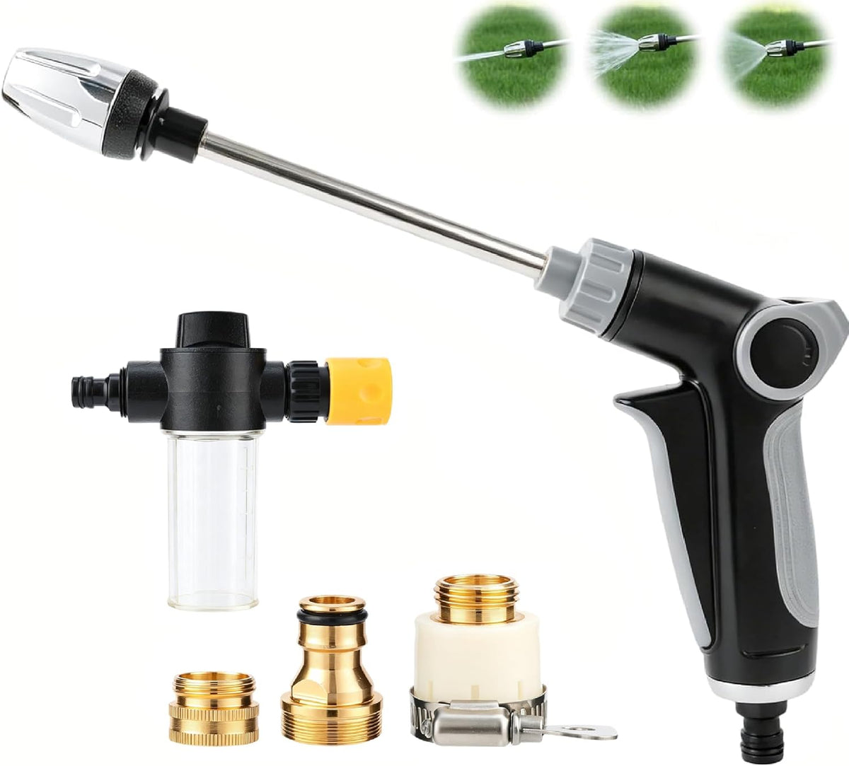 Turn Any Hose into A High Pressure Water Washer Jet, 2026 New Garden Hose Nozzle Heavy Duty, Multi Function Watering Sprayer for Patio/Car/Driveway Cleaning, Spray Nozzles for Garden Hose