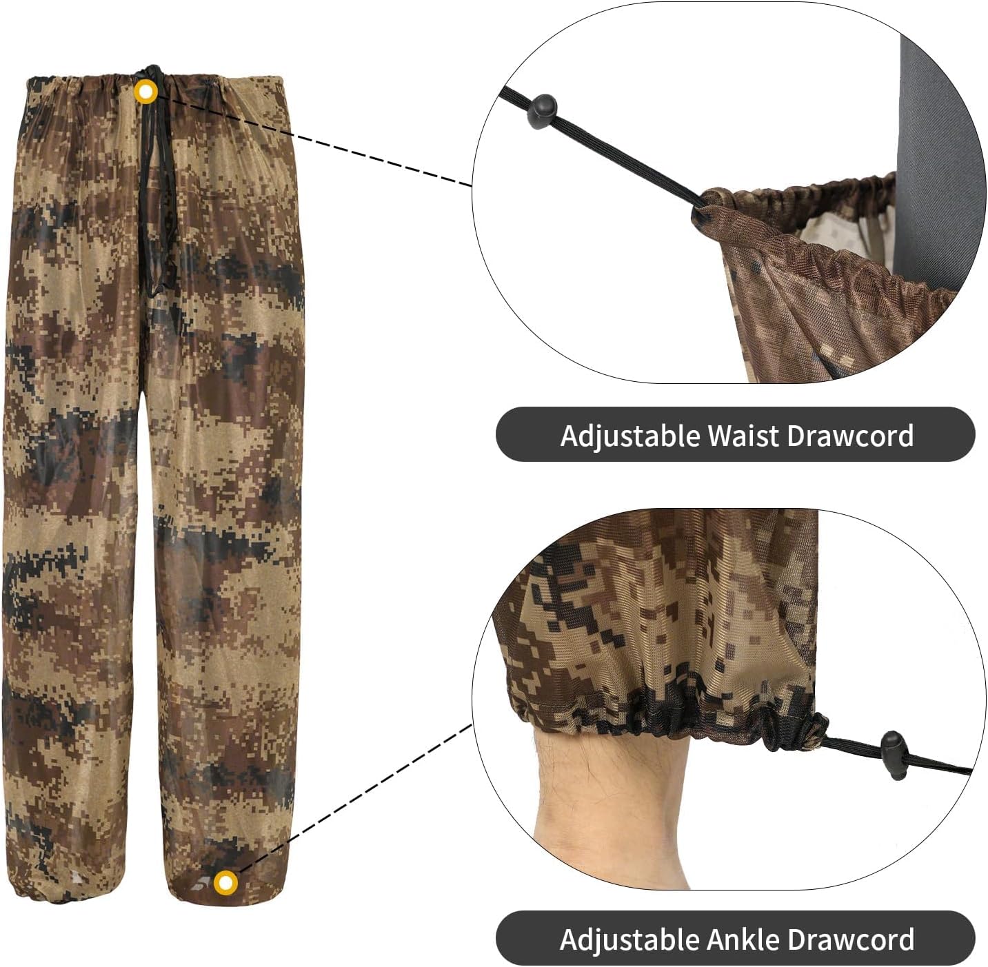 Mosquito Netting Suit Bug Net Mesh Clothing with Hood Outdoor Garden Hunting Camo Protection from Fly Insects Bugs